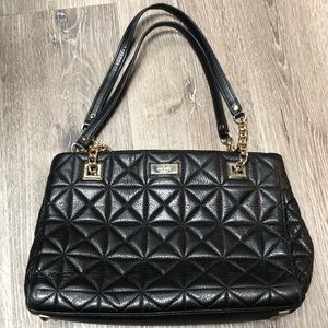 Kate Spade Meena Emery Court Quilted Leather Shoulder Tote Bag - Black